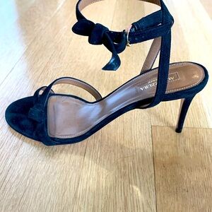 Aquazzura Firenze Black Satin Heels